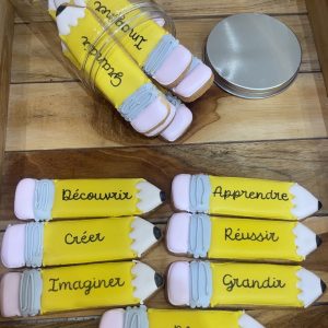 Pot de 7 crayons messages – Biscuits décorés