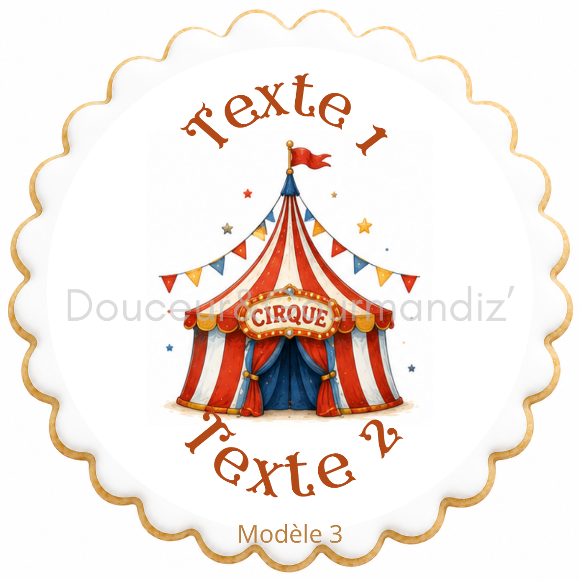 Sablés personnalisés thème Cirque – Biscuits artisanaux décorés à la glace royale 10 modèles aux choix