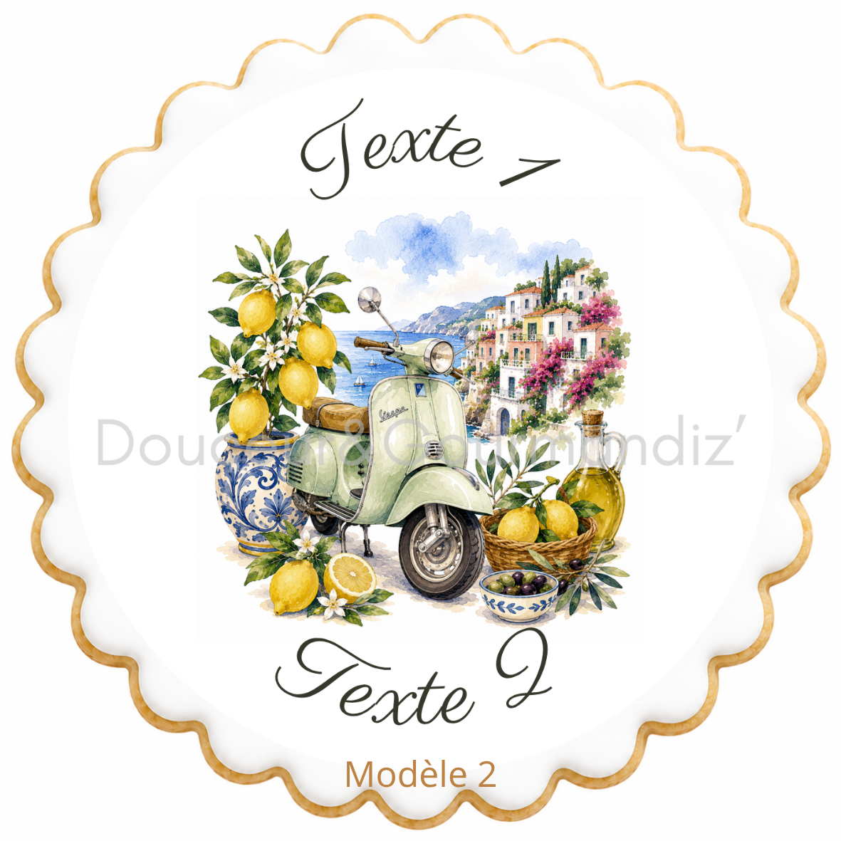 Sablés personnalisés thème Dolce vita – Biscuits artisanaux décorés à la glace royale 10 modèles aux choix – Image 7