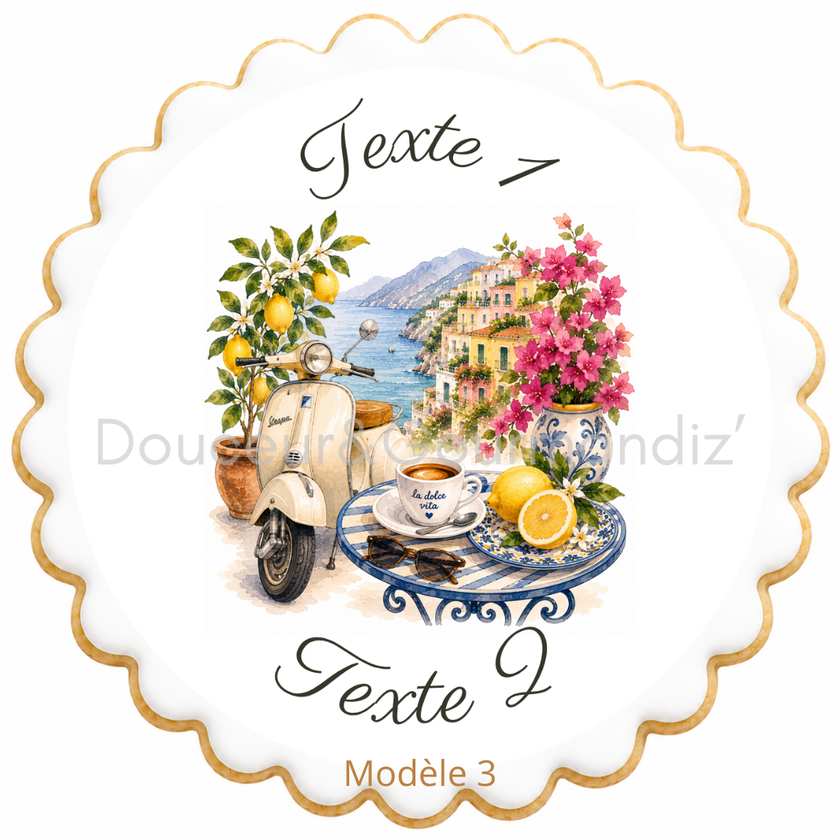 Sablés personnalisés thème Dolce vita – Biscuits artisanaux décorés à la glace royale 10 modèles aux choix – Image 6