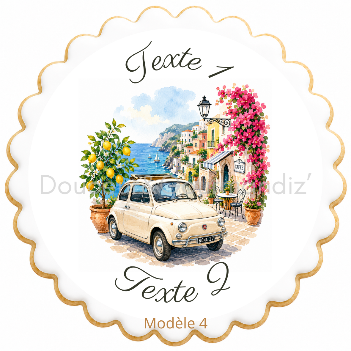 Sablés personnalisés thème Dolce vita – Biscuits artisanaux décorés à la glace royale 10 modèles aux choix – Image 5