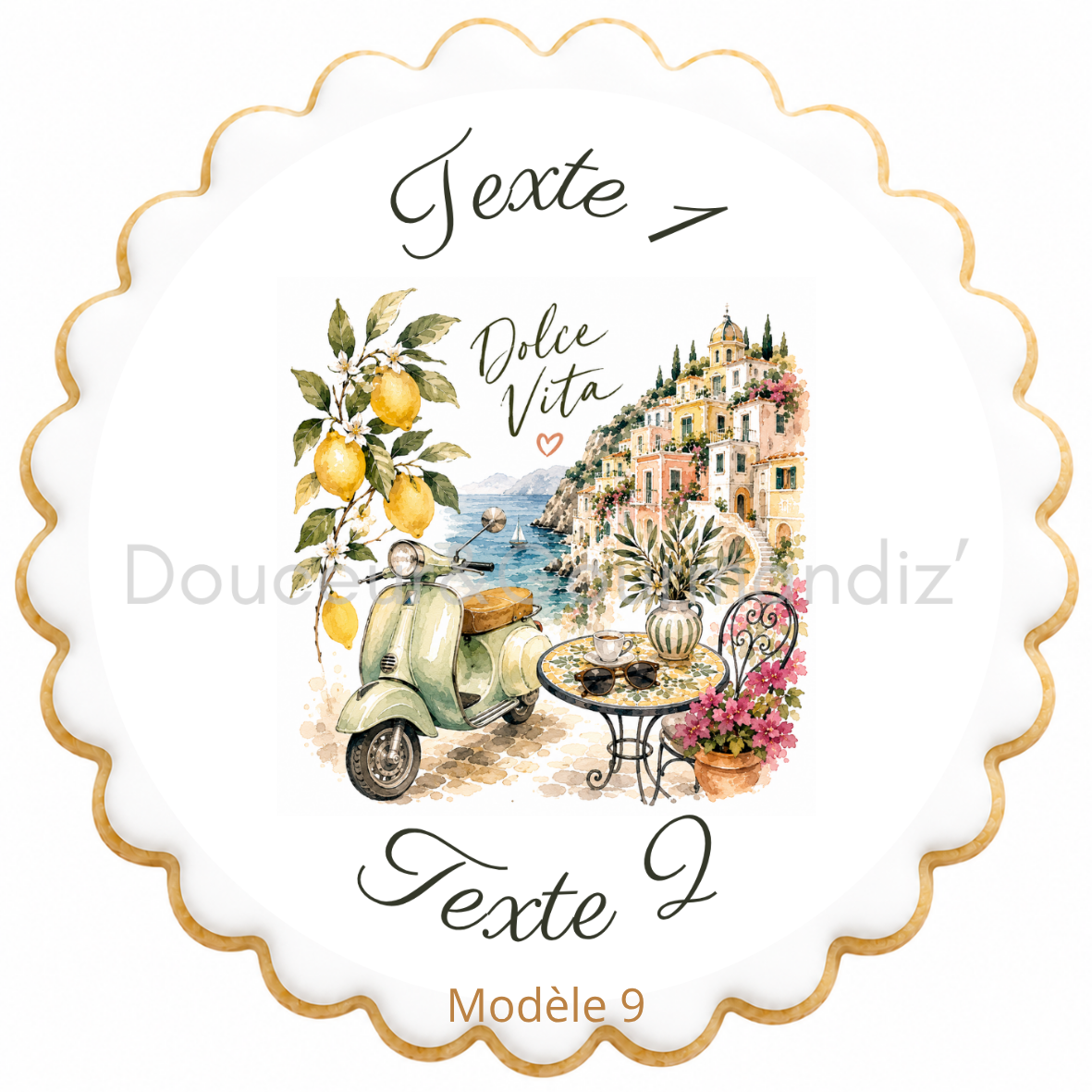 Sablés personnalisés thème Dolce vita – Biscuits artisanaux décorés à la glace royale 10 modèles aux choix – Image 10