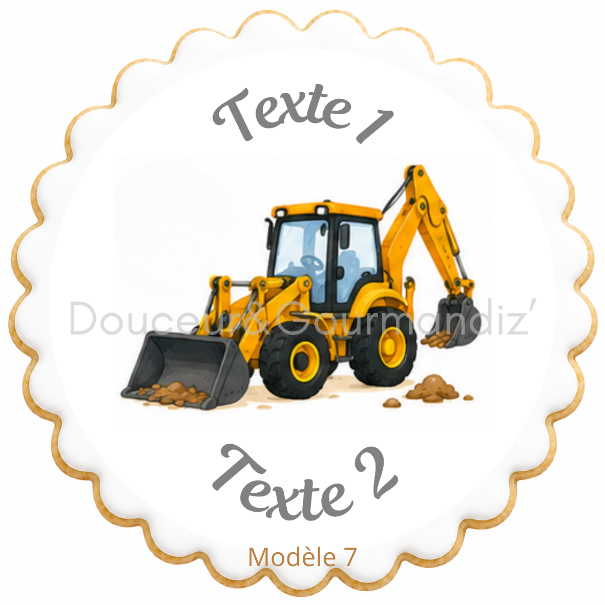 Sablés personnalisés thème Engin de chantier – Biscuits artisanaux décorés à la glace royale 10 modèles aux choix