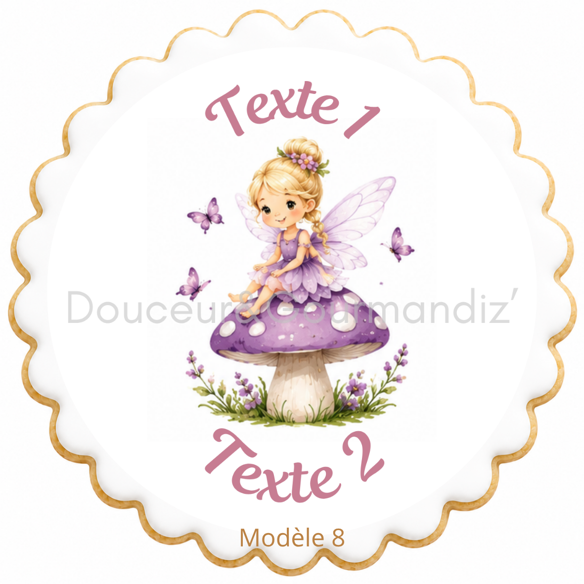 Sablés personnalisés thème Fée – Biscuits artisanaux décorés à la glace royale 10 modèles aux choix
