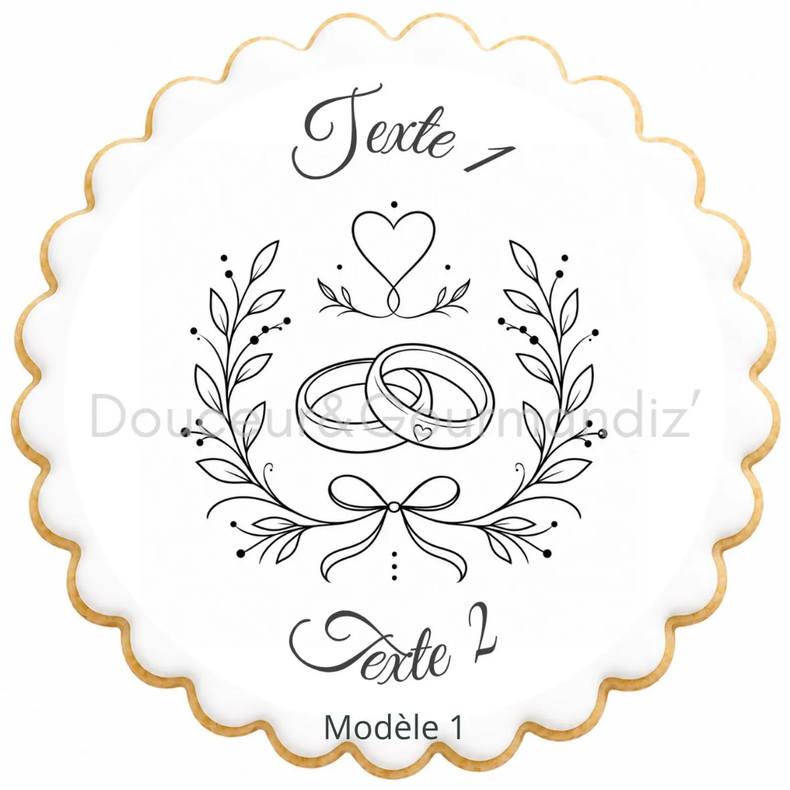Sablés personnalisés thème mariage alliances – Biscuits artisanaux décorés à la glace royale 15 modèles aux choix – Image 2
