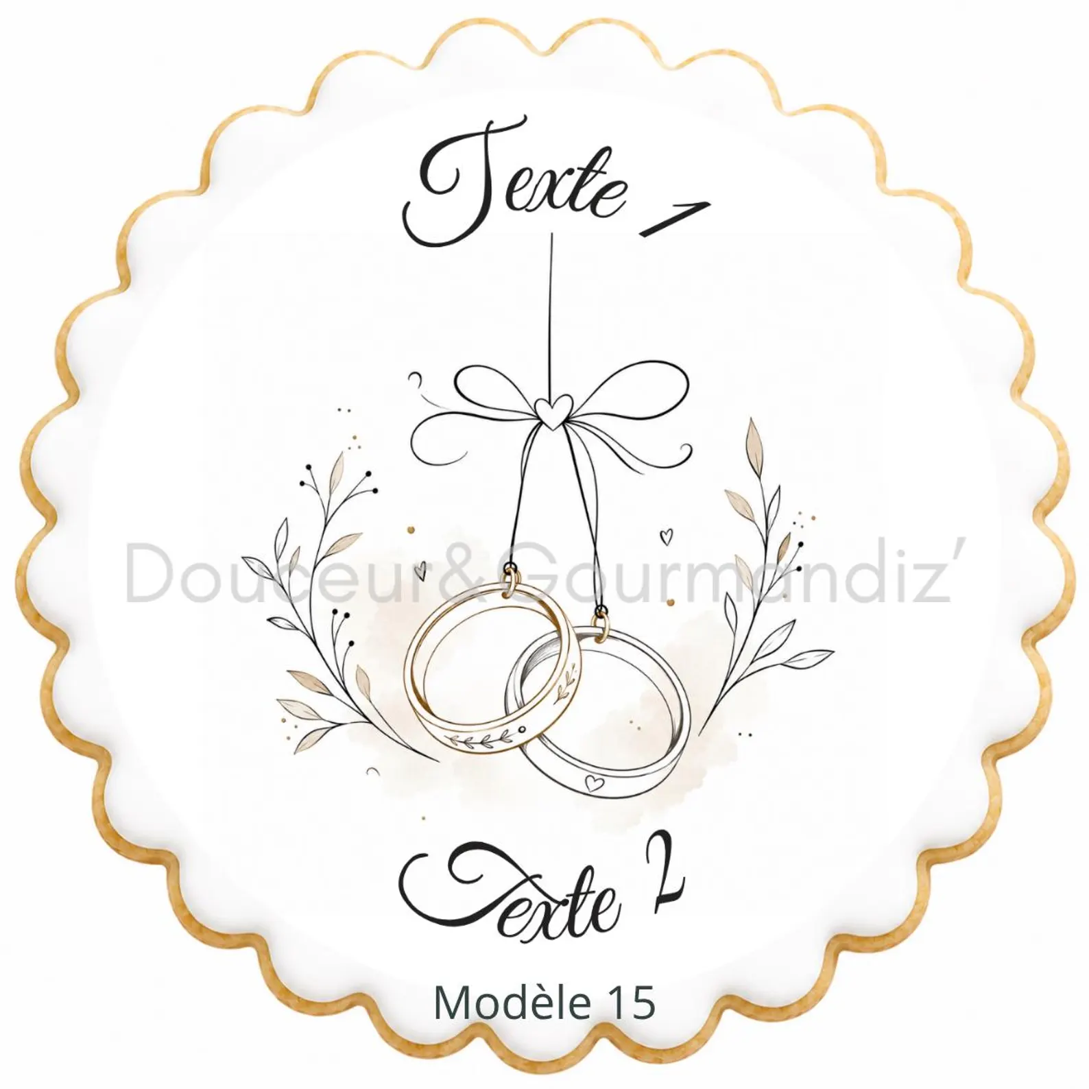 Sablés personnalisés thème mariage alliances – Biscuits artisanaux décorés à la glace royale 15 modèles aux choix – Image 14