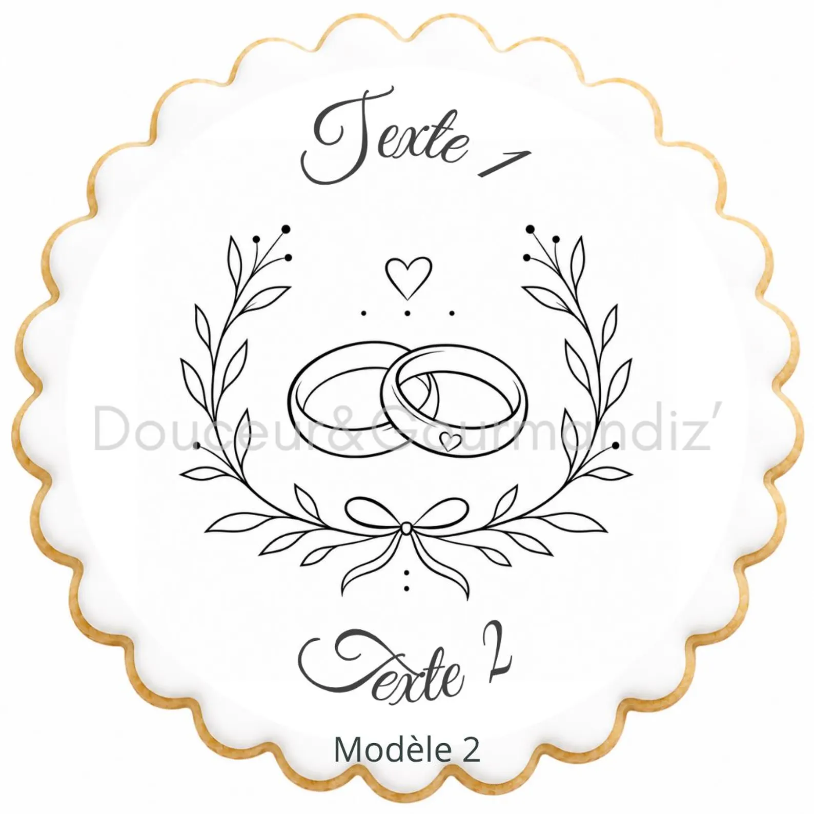 Sablés personnalisés thème mariage alliances – Biscuits artisanaux décorés à la glace royale 15 modèles aux choix – Image 3