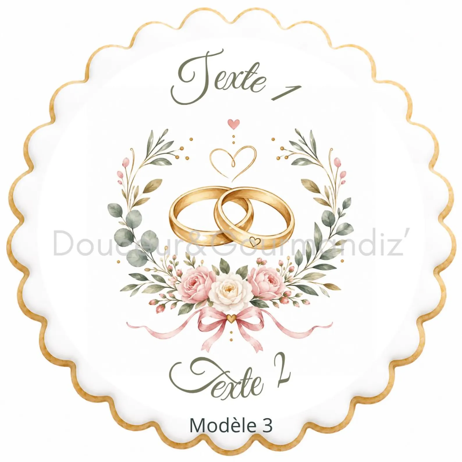Sablés personnalisés thème mariage alliances – Biscuits artisanaux décorés à la glace royale 15 modèles aux choix