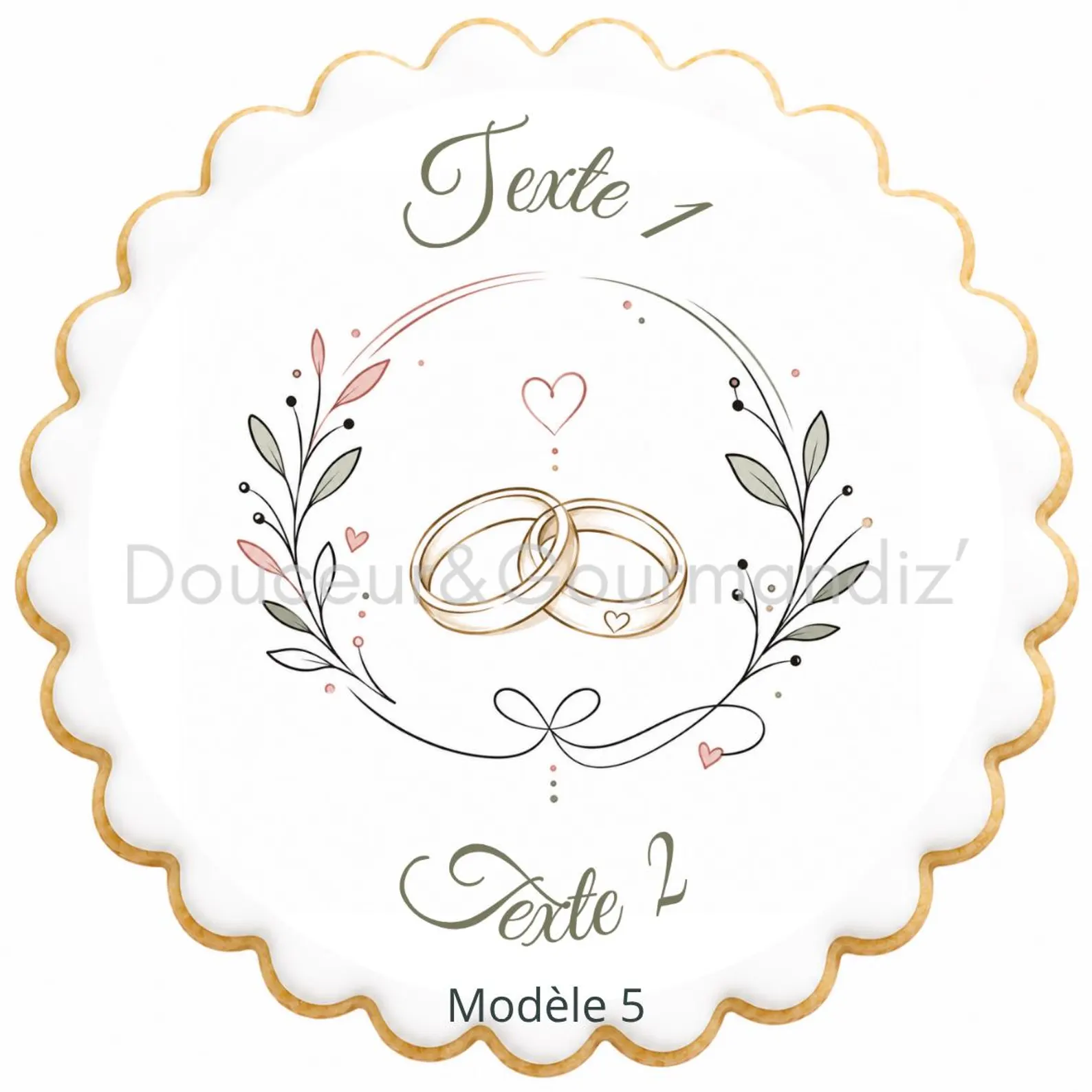 Sablés personnalisés thème mariage alliances – Biscuits artisanaux décorés à la glace royale 15 modèles aux choix – Image 5