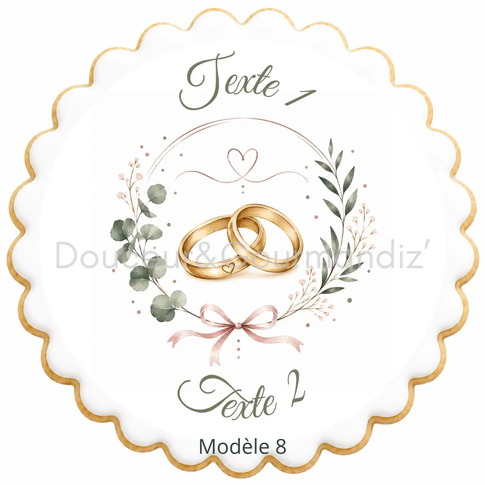 Sablés personnalisés thème mariage alliances – Biscuits artisanaux décorés à la glace royale 15 modèles aux choix – Image 8