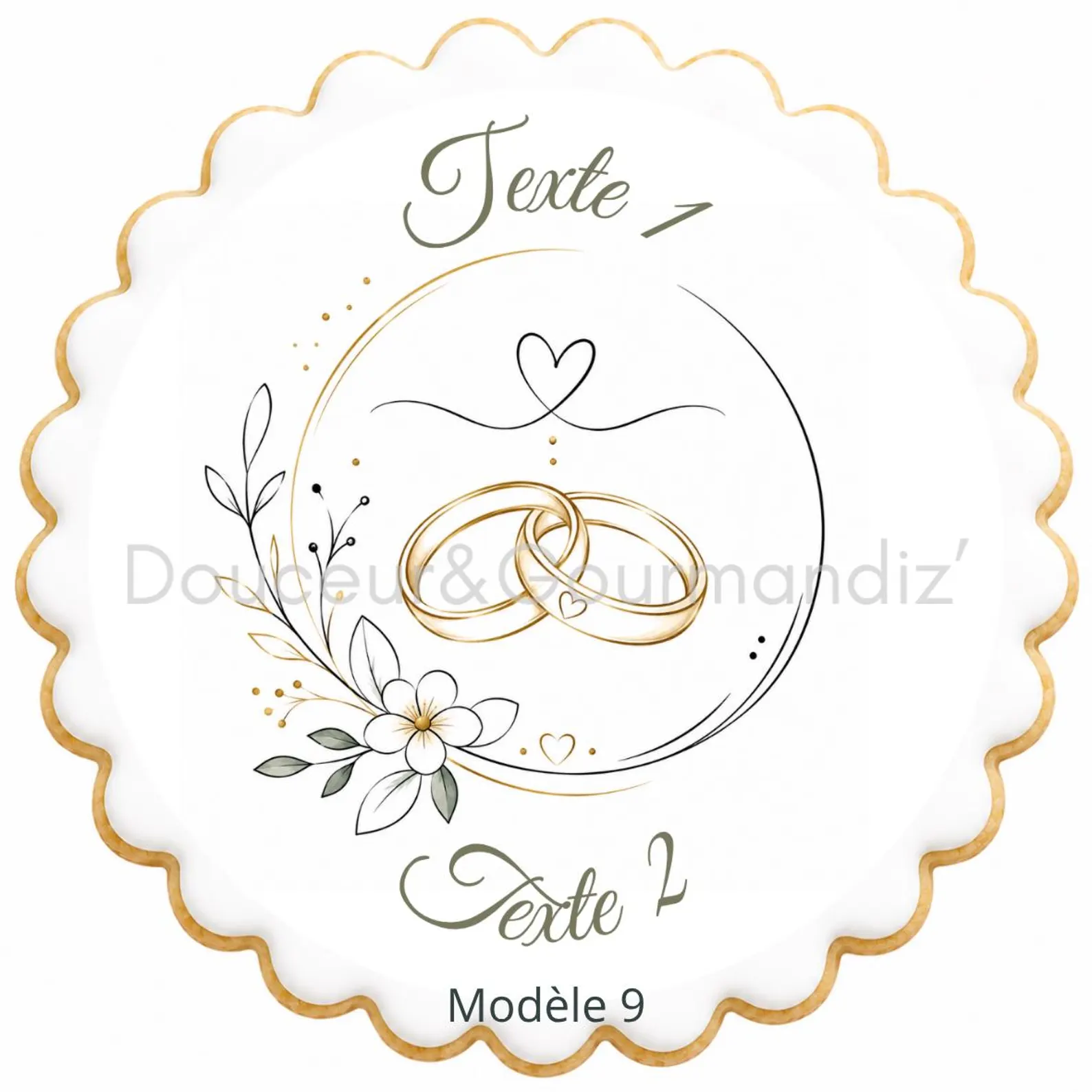 Sablés personnalisés thème mariage alliances – Biscuits artisanaux décorés à la glace royale 15 modèles aux choix – Image 9