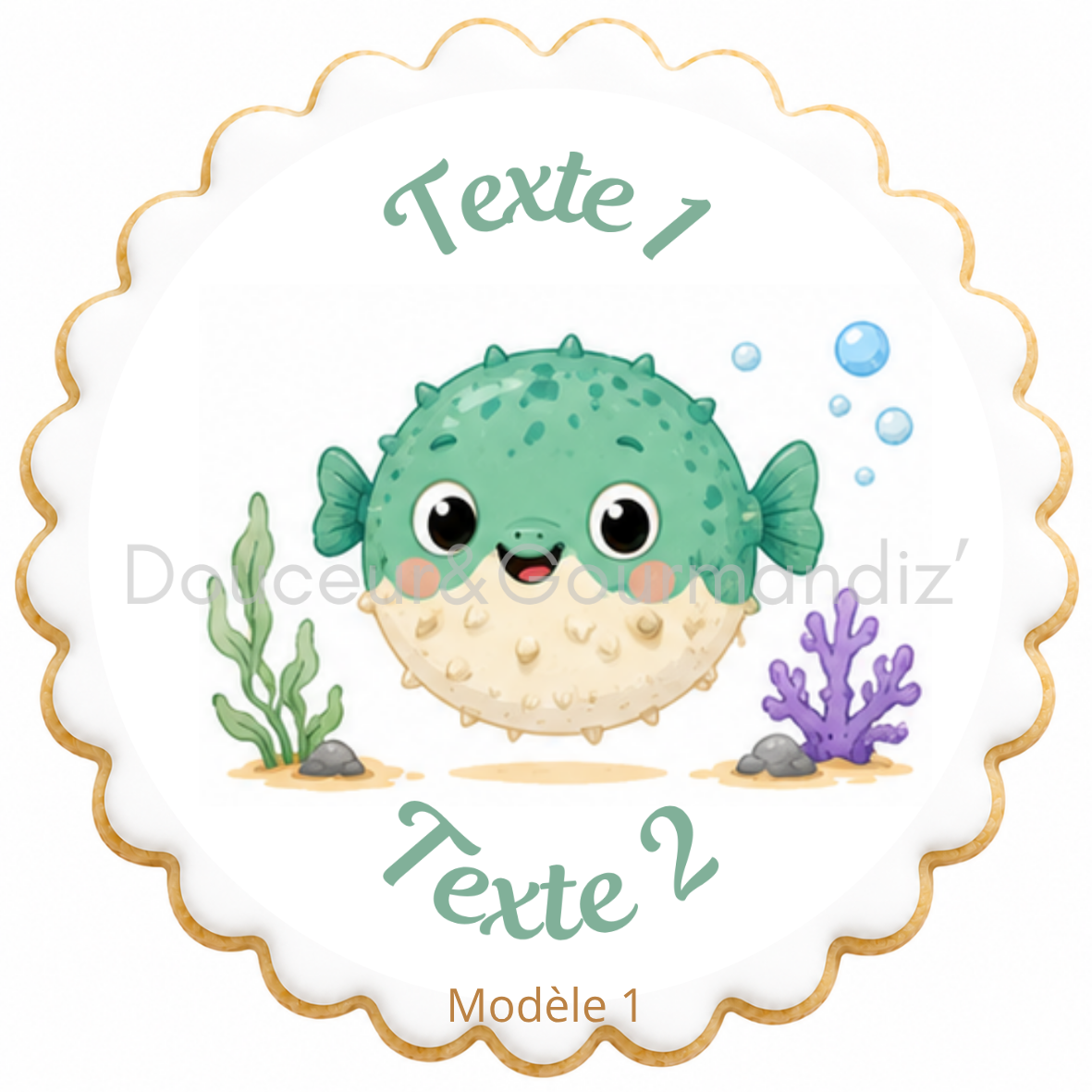Sablés personnalisés thème Poisson – Biscuits artisanaux décorés à la glace royale 10 modèles aux choix – Image 9