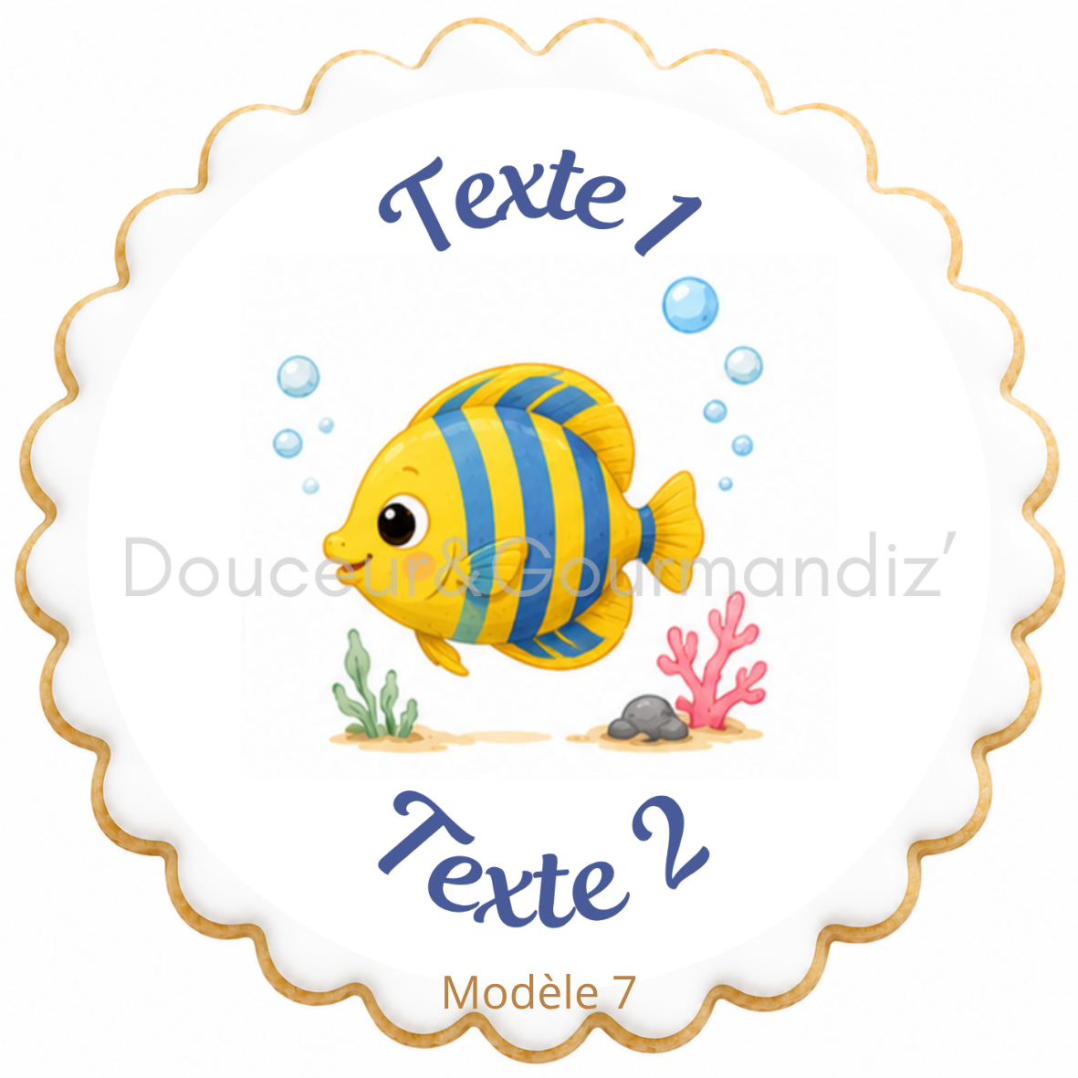 Sablés personnalisés thème Poisson – Biscuits artisanaux décorés à la glace royale 10 modèles aux choix – Image 3