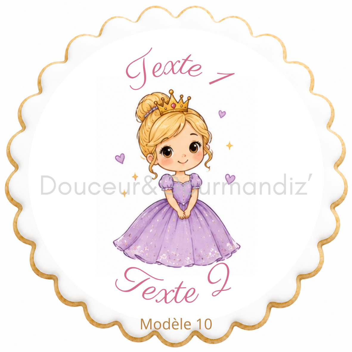Sablés personnalisés thème Princesse – Biscuits artisanaux décorés à la glace royale 10 modèles aux choix – Image 9