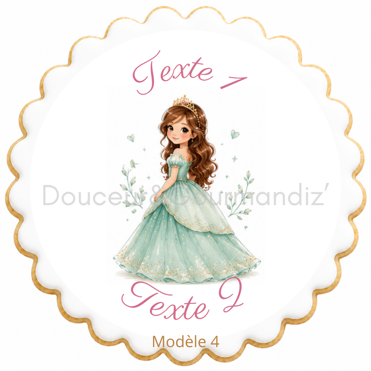 Sablés personnalisés thème Princesse – Biscuits artisanaux décorés à la glace royale 10 modèles aux choix – Image 5