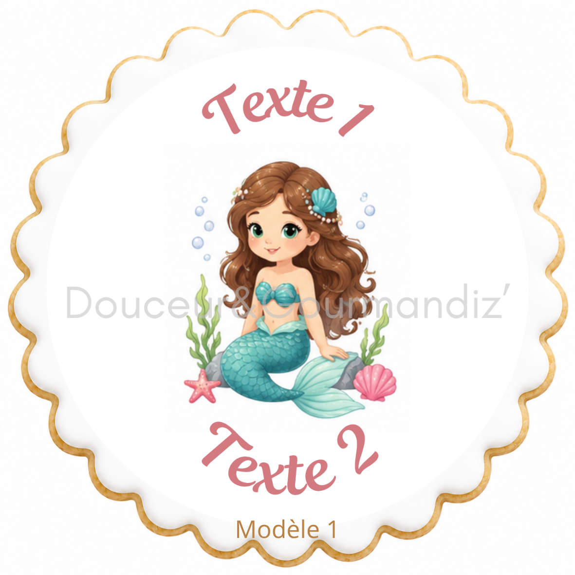 Sablés personnalisés thème Sirène – Biscuits artisanaux décorés à la glace royale 10 modèles aux choix – Image 10
