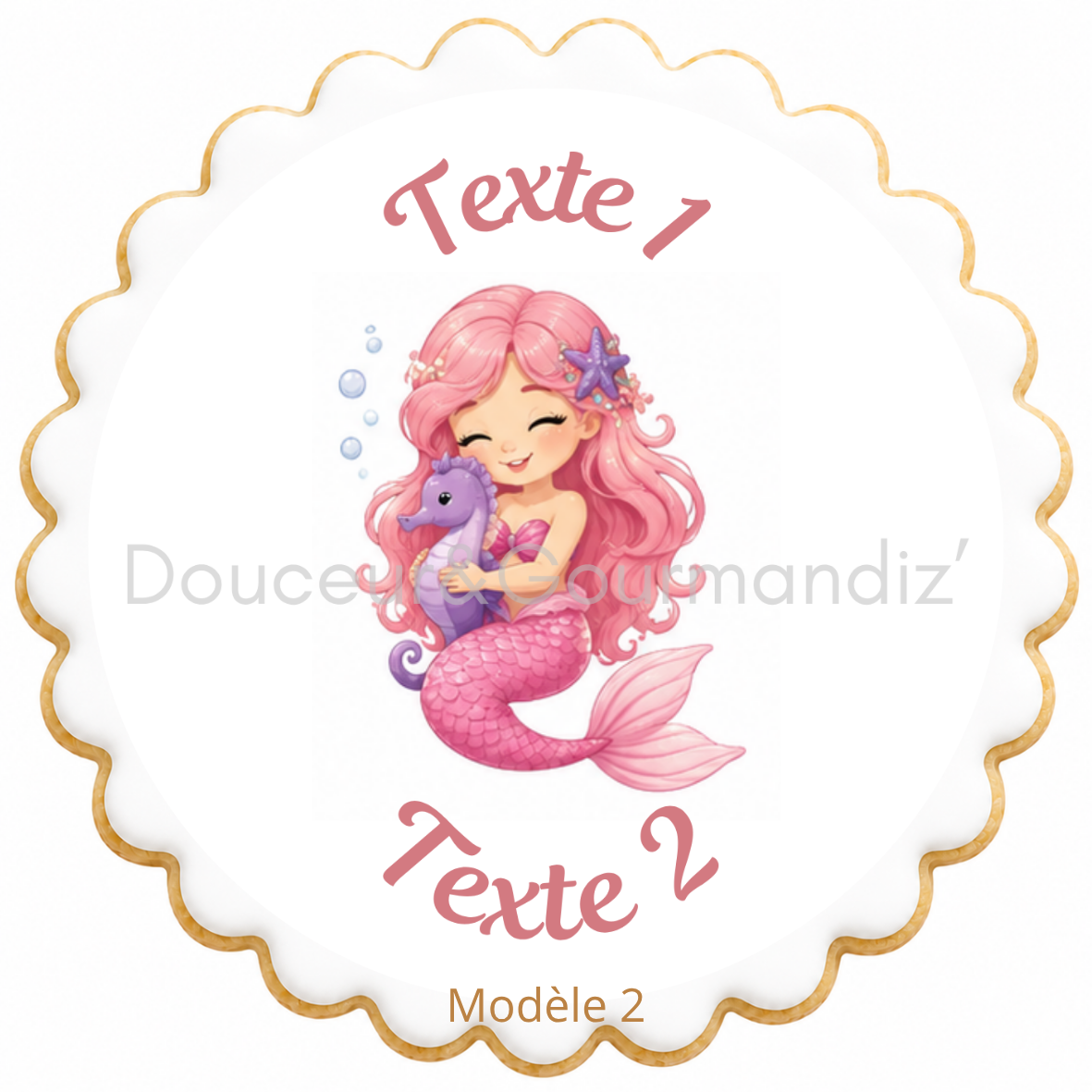 Sablés personnalisés thème Sirène – Biscuits artisanaux décorés à la glace royale 10 modèles aux choix – Image 9