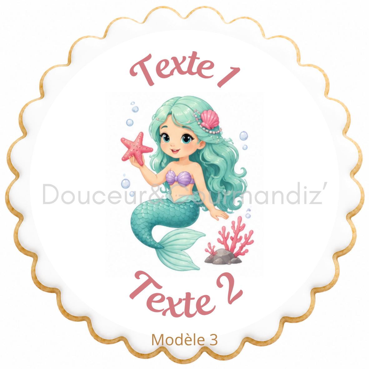 Sablés personnalisés thème Sirène – Biscuits artisanaux décorés à la glace royale 10 modèles aux choix – Image 8