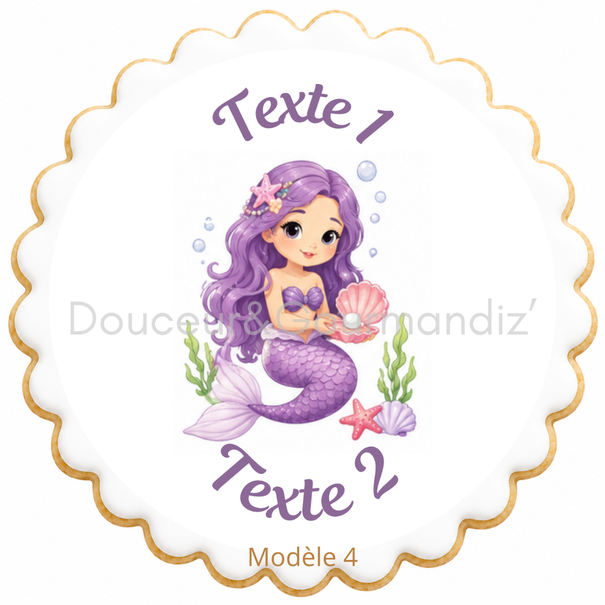 Sablés personnalisés thème Sirène – Biscuits artisanaux décorés à la glace royale 10 modèles aux choix – Image 7