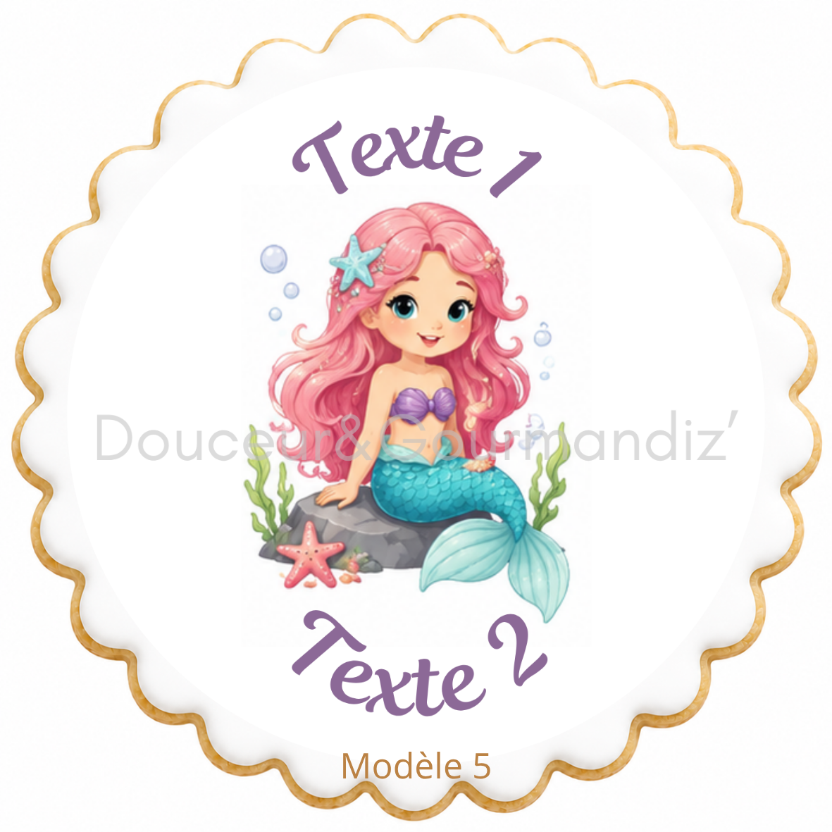 Sablés personnalisés thème Sirène – Biscuits artisanaux décorés à la glace royale 10 modèles aux choix – Image 6