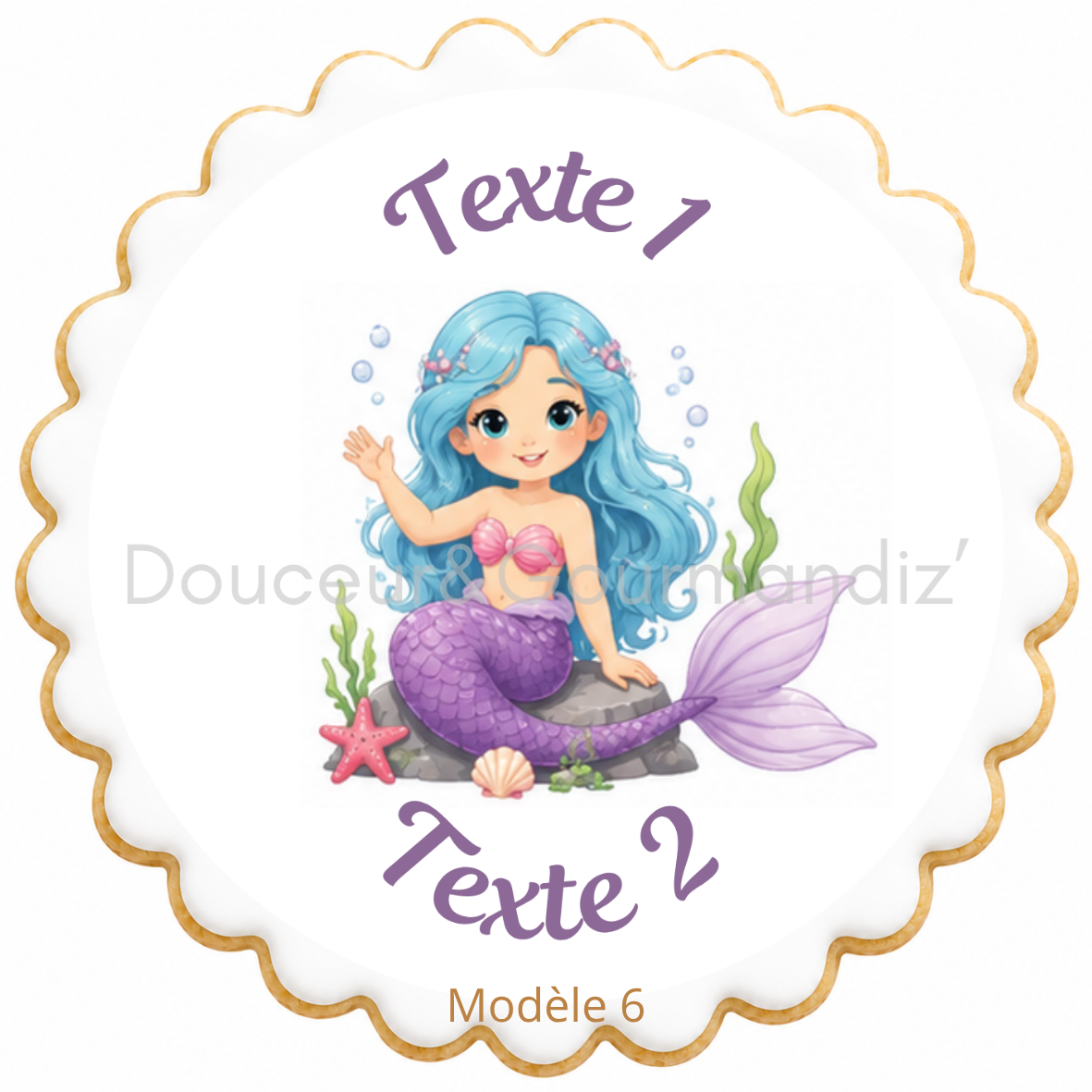 Sablés personnalisés thème Sirène – Biscuits artisanaux décorés à la glace royale 10 modèles aux choix – Image 5