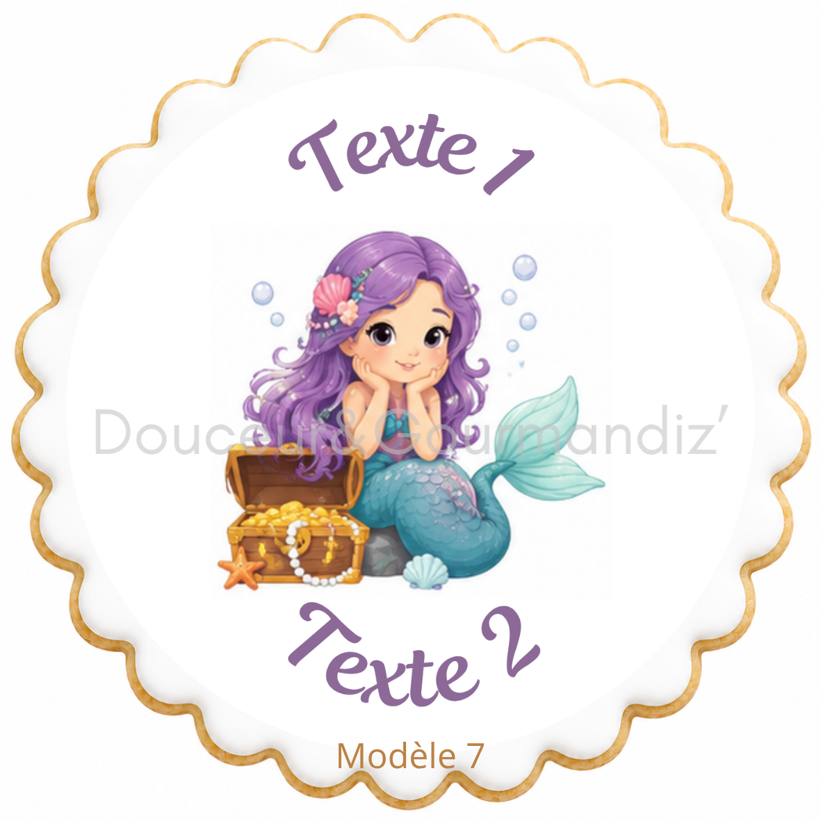 Sablés personnalisés thème Sirène – Biscuits artisanaux décorés à la glace royale 10 modèles aux choix – Image 4