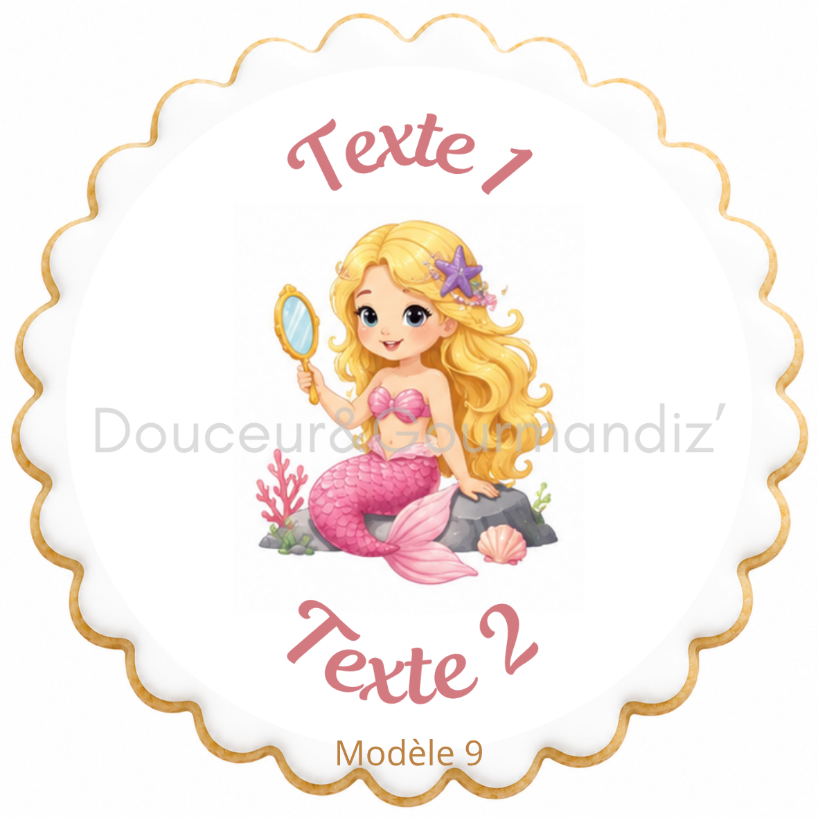 Sablés personnalisés thème Sirène – Biscuits artisanaux décorés à la glace royale 10 modèles aux choix – Image 2