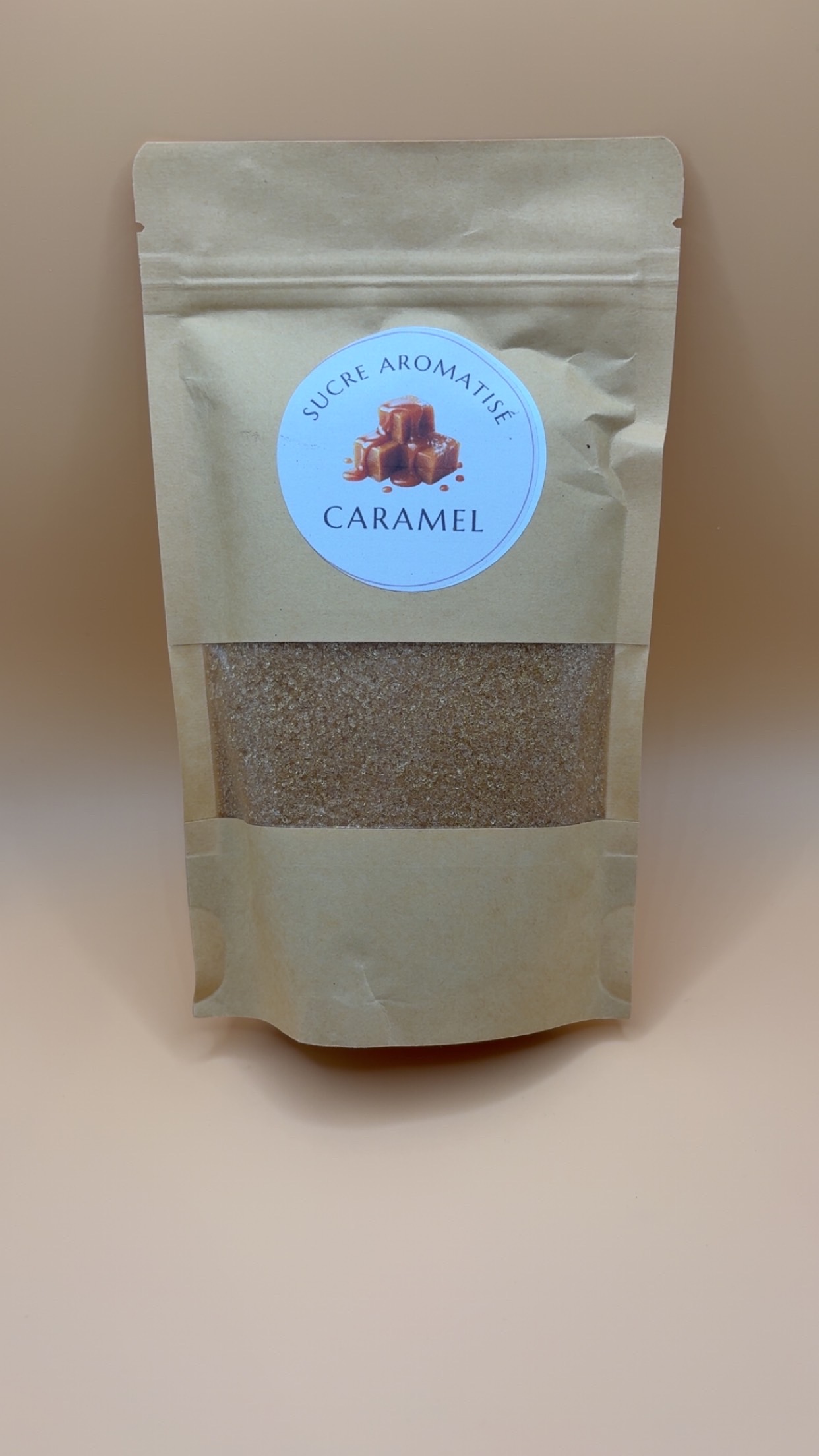 Sucre aromatisé caramel 250 g – Idéal pour pâtisseries, desserts et boissons