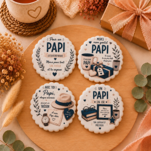 Coffret de 4 sablés artisanaux « Papi » – Cadeau gourmand pour papi