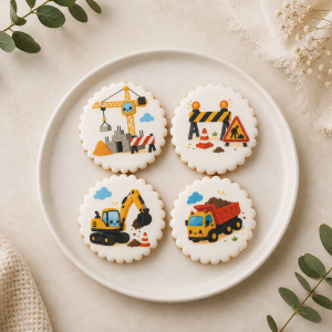 Coffret de 4 sablés artisanaux « Chantier » – Biscuits décorés