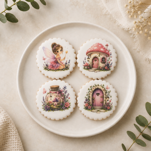 Coffret de 4 sablés artisanaux « Fée » – Biscuits décorés