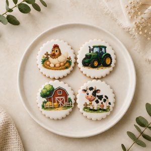 Coffret de 4 sablés artisanaux « Ferme » – Biscuits décorés