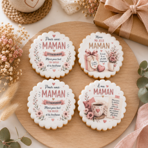 Coffret de 4 sablés artisanaux « Maman » – Cadeau gourmand pour maman