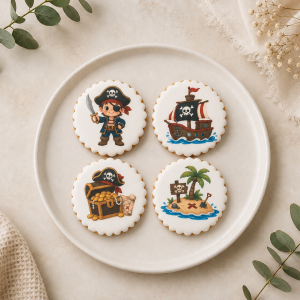 Coffret de 4 sablés artisanaux « Pirates » – Biscuits décorés