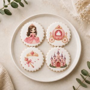 Coffret de 4 sablés artisanaux « Princesse » – Biscuits décorés