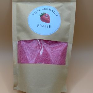 Sucre aromatisé fraise 250 g – Idéal pour pâtisseries, desserts et boissons