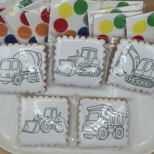 Coffret de 10 sablés à peindre – Kit créatif gourmand thème engin de chantier