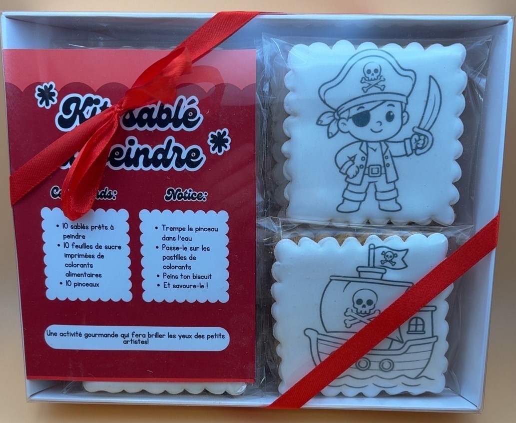 Coffret de 10 sablés à peindre – Kit créatif gourmand thème pirate – Image 2