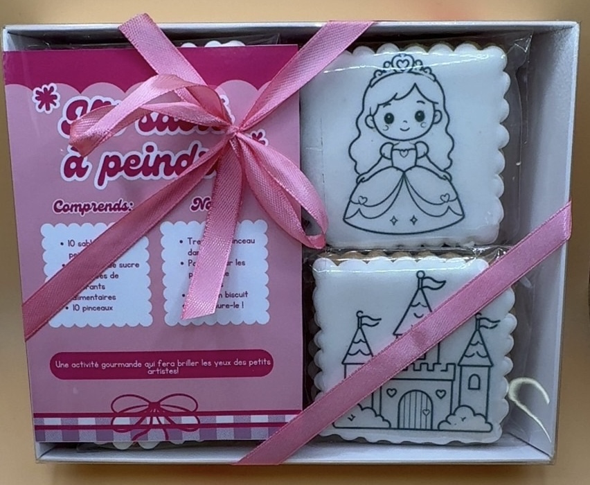 Coffret de 10 sablés à peindre – Kit créatif gourmand thème princesse – Image 2