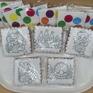 Coffret de 10 sablés à peindre – Kit créatif gourmand thème sirène