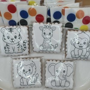 Coffret de 10 sablés à peindre – Kit créatif gourmand thème animaux de la jungle
