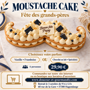 Moustache Cake – Fête des grands-pères – 6 personnes