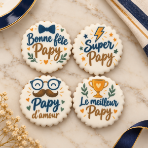 Coffret de 4 sablés artisanaux « Bonne fête Papy »